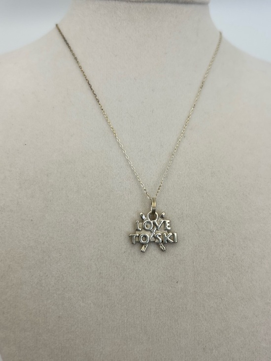 925 Sterling Silver Jewelry - Sterling Silver Chain Necklace - Love to Ski Charm Stamped 925 SJC